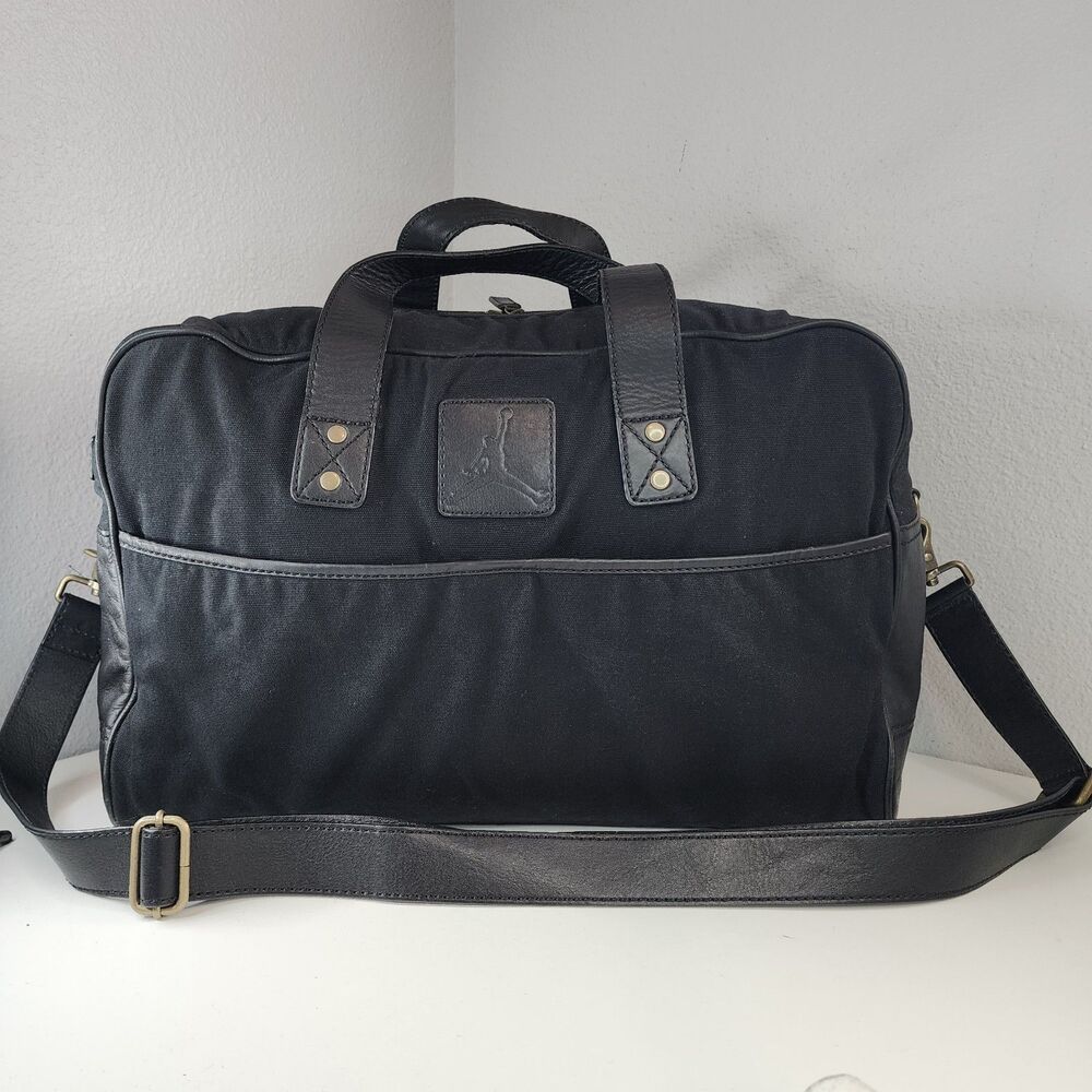 RARE Jordan Brand x Cole Haan Black Leather Canvas Collab Weekender Duffle Bag